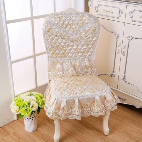 1 Set European -style Dining Chair Seat Office Cushion Four Seasons Universal Thickening Chair Back Cushion with Straps Lace 001