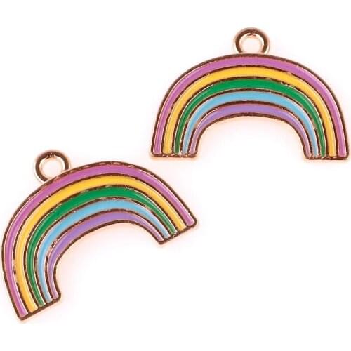 10pcs/lot Rainbow Enamel Pendant Jewelry Finding Making For DIY Earring Necklace Charms 23616