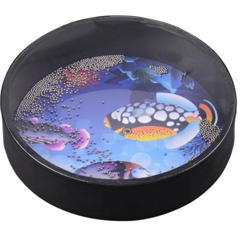 16/12 Inch Ocean Drum Wooden Handheld Sea Wave Drum Percussion Instrument Gentle Sea Sound Musical Toy Gift for Kids