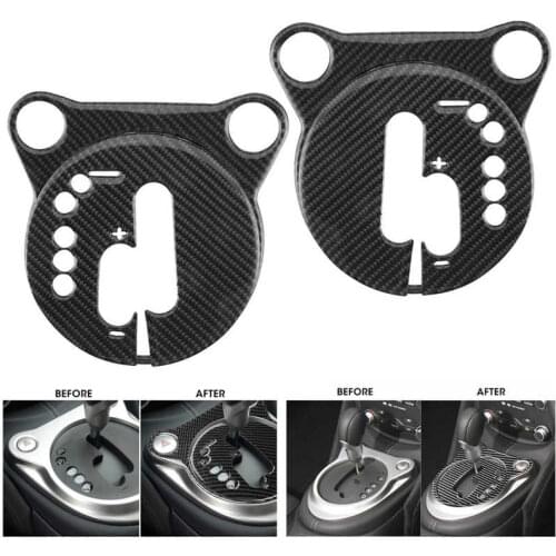 2Pcs Carbon Fiber Interior Gear Shift Box Panel Cover Car Refitting Fit for Nissan 370Z Z34 2009-2020 Auto Accessories