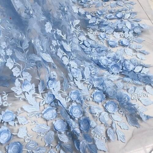 3M/lot 3colour african lace 3D embroidery flower mesh fabric for dress performance cloth accessories