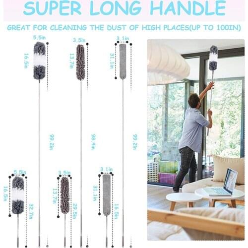 4PCS Microfiber Duster with Stainless Steel Extension Pole Bendable Dusters Lightweight for Cleaning Ceiling Fan Blinds MAZI888