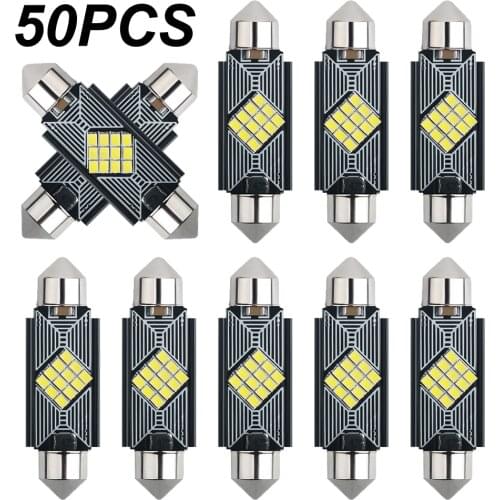 50pcs Festoon 31mm 36mm 39mm 41mm C5W C10W Super Bright LED Bulb Car Dome Light Canbus No Error Auto Interior Reading Lamp White