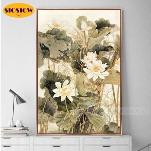 5D DIY Diamond Painting Flowers Lotus Full Drill Round Square 3D Dimond Chinese Mosaic Cross Stitch Kits Embroidery Home Decor