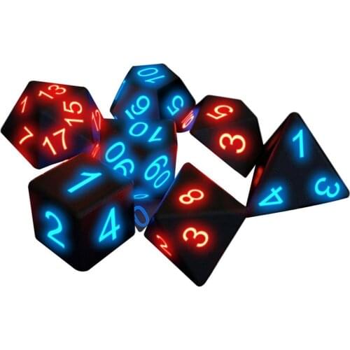 7pc/lot High Quality Mix-Colour Glow In The Dark,Dice For DnD D4,6,8,10,10%,12,20 Set RPG Board Game Portable Party Fun Game