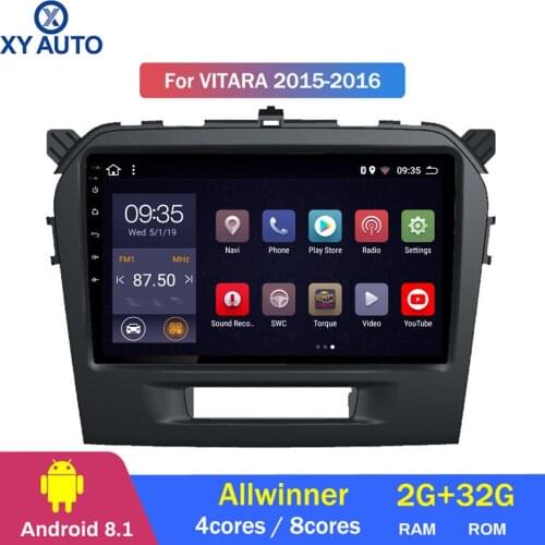 9 inch 2.5D IPS HD multi-touch screen Android8.1 2G RAM 32G ROM NAVI for Suzuki Vitara 2015-2016 with Bluetooth USB WIFI SWC