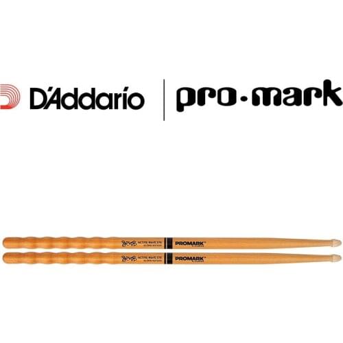 Promark by D'addario American Hickory Glenn Kotche Active WaveHandle 570 Drumsticks, Wood Tip, ActiveGrip Coating