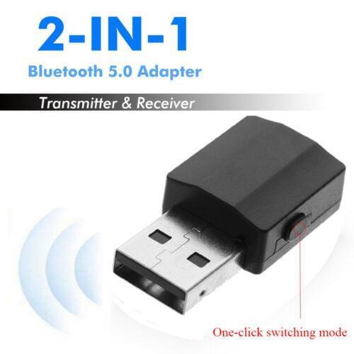 Bluetooth 5.0 Audio Adapter 2 in 1 USB Wireless Transmitter Receiver With 3.5mm AUX Cable For Home Stereo System Headphone