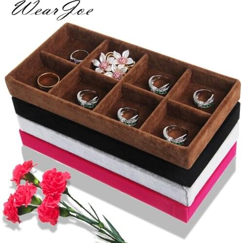 Free Shipping Jewelry & Trinkets Storage Velvet Tray 8 Grids Ring Earring Carrying Hold Organizer Beads Gems Display Rack Case