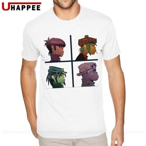Big and Tall Gorillaz Rock Band Tee Shirts Mens Punk Rock Short Sleeve Custom T Shirt Printing Cheap Discount Merch Apparel