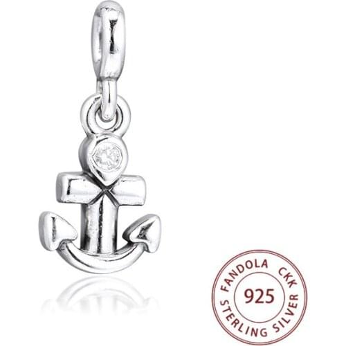 CKK 925 Sterling Silver My Anchor Dangle Charms Small Hole Beads for Jewelry Making Fits Original Me Bracelet Argent Bijoux