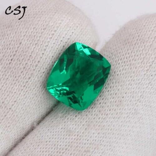 CSJ Lab Created Colombia Emerald "CCE" Loose Gemstone Cuhion Cut for Ring Fine Jewelry