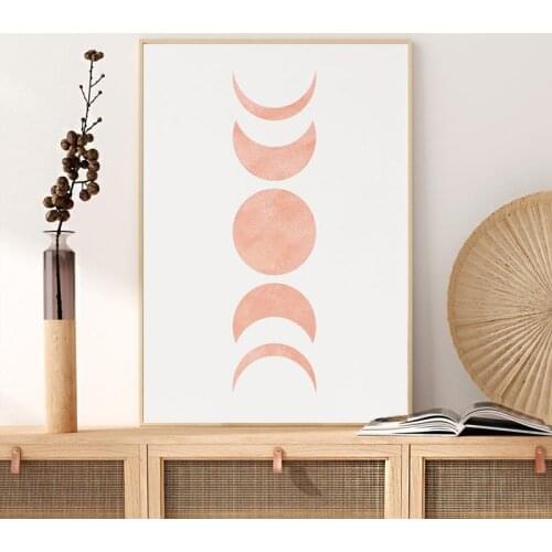 Moon Phases Prints Boho Painting Decoration Watercolour Abstract Minimalist Poster Neutral Wall Art Canvas Print Bedroom Decor