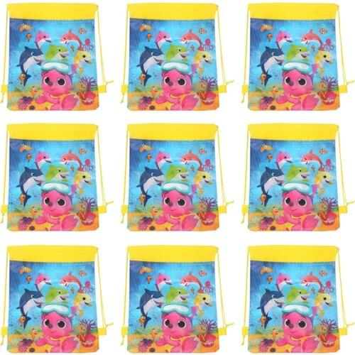 Ocean Cartoon Drawstring Backpack Printing Shark Theme Non-Woven Fabrics Drawstring Shopping Bag Kids Favor Travel Pouch Storage