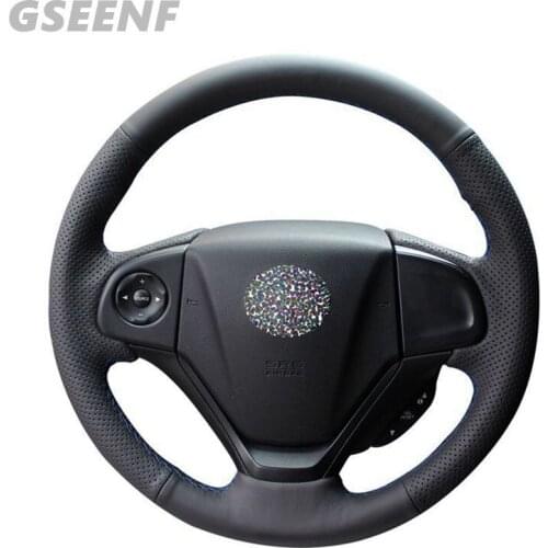 DIY Car Accessories Steering Wheel Cover For Honda CR-V CRV 2012-2016 Hand-Stitched Black Comfortable Artificial Leather
