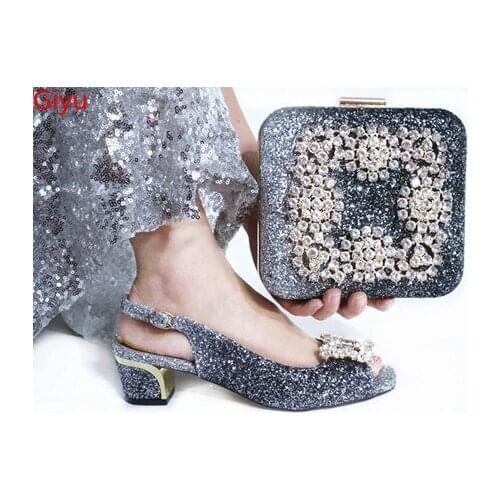 Doershow lates Design wine Italian Shoes With Matching Bags Latest Rhinestone African Women Shoes and Bags Set For Sale! SLP1-16