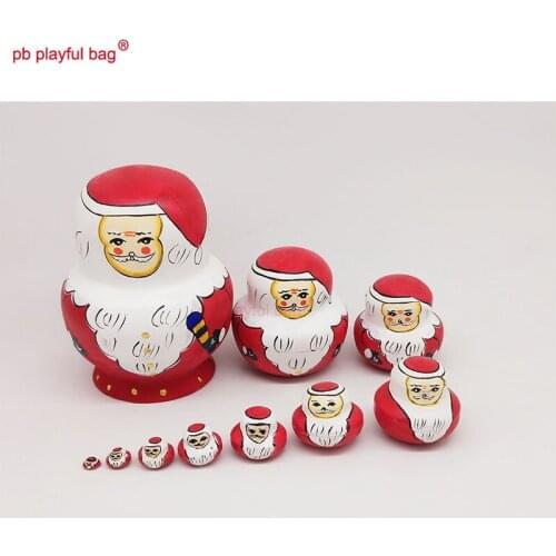 PB Playful bag New and interest Ten story Santa Claus dolls birthday gift handmade wooden crafts toys home decoration WG15