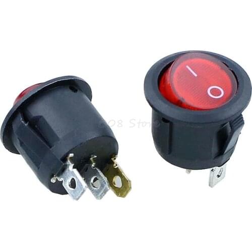 KCD1-105 round red switch with lamp 3 foot 2 gear rocker hole 20MM tripod ship power 6A 250v With light