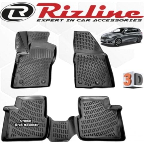 3D Car Floor Mat Black 4 cm Raised Borders For Fiat Tipo HB 2015 Up Perfect Fit Odorless Allergy Free and Installation Design