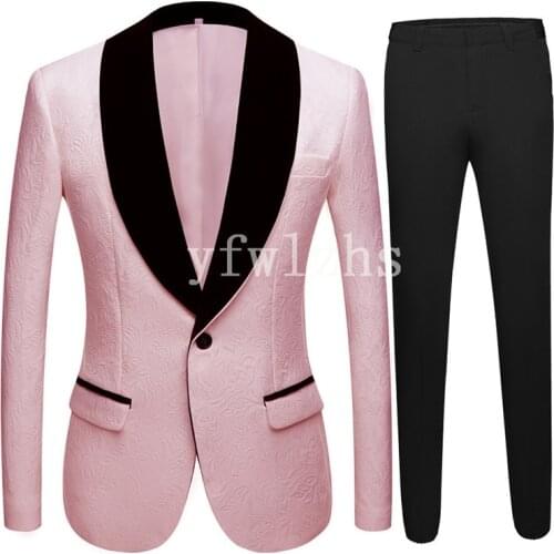 Handsome Embossing Groomsmen Shawl Lapel Groom Tuxedos Mens Wedding Dress Man Blazer Prom Dinner (Jacket+Pants+Tie) A115