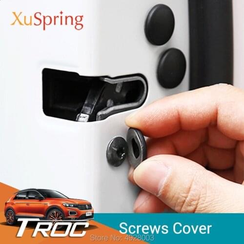 Door Screws Cover Caps Protective Trim Stickers Accessories for Volkswagen VW T-roc Troc 2017 2018 2019 2020 2021