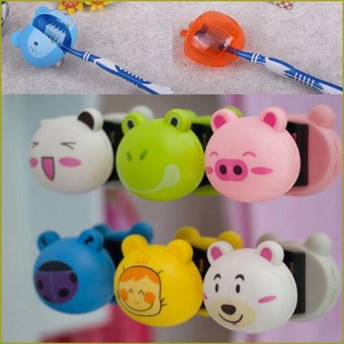 Cute Cartoon Toothbrush Holder Animal Head Suction Cup Wall Mount Hooks Bathroom Set Accessories S