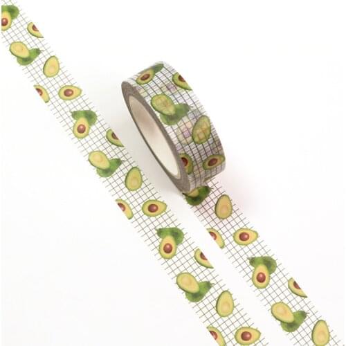 NEW 10pcs/Lot Decorative Kawaii Avocado on White Grid Washi Tapes DIY Bullet Journal Adhesive Masking Tape Papeleria