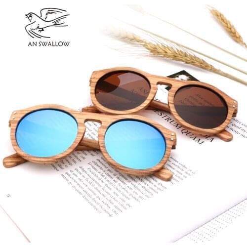 New zebra wood retro style sunglasses men and women sunglasses round vertebra shape frame UV400TAC lens Oculos Gafas