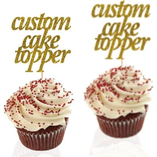 Personalized Custom Cupcake Toppers Custom any number name Glitter Any Color baby shower Birthday Party food toothpicks
