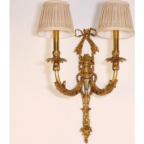 All copper wall lamp European luxury retro villa living room bedroom bedside corridor aisle wall lamp