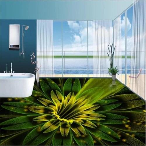 Custom flooring 3D Wallpaper fantasy abstract beautiful flowers 3D floor tile painting thick wear-resistant bathroom flooring