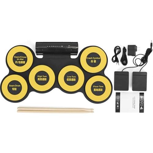Portable Silicone 6 Pads USB Roll Up Drum Electronic Drum With Foot Pedals Drumsticks