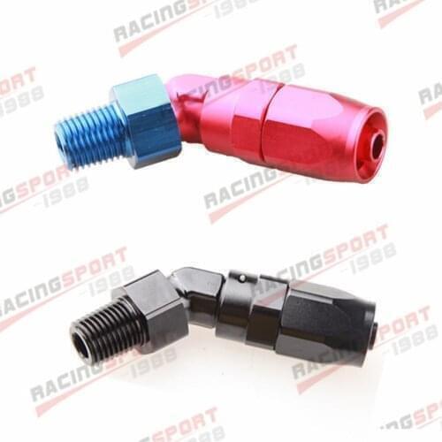 Swivel Hose End Fitting Adaptor -6AN AN6 To 1/8" NPT 45 Degree Aluminum Black/red-blue