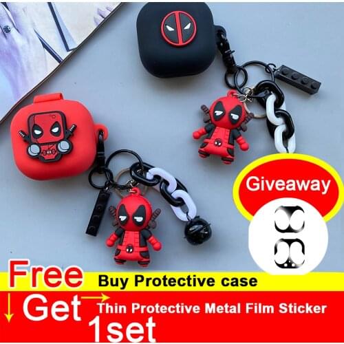 For Samsung Galaxy Buds Live Anti-shock Earphone Case Deadpool Silicon Full Protective Cover + Giveaway Metal Film Sticker