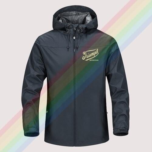 Drop Shipping Retro Logo Triumph autumn winter sailing hiking Outdoor Hooded Windproof Jacket Men Top Quality Soft Asian size