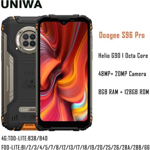 Waterproof Octa Core 8GB+128GB Rugged Phone 48MP Camera 20MP Infrared Night Vision Smartphone Helio G90 6350mAh DOOGEE S96 Pro