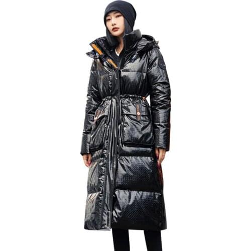2021 New Womens Puffer Jacket Long Hooded Warm 90% White Duck Down Coat Female Winter Large Size Loose Cold-Proof Woman Parka