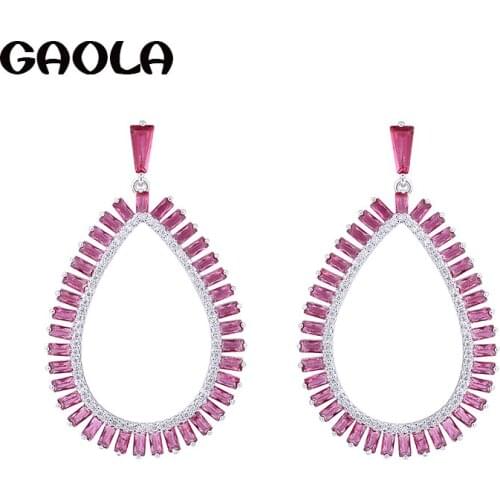GAOLA Top Quality New Design Waterdrop Zirconia AAA CZ Silver Color Earring Luxury Jewelry For Woman GLE6368Y