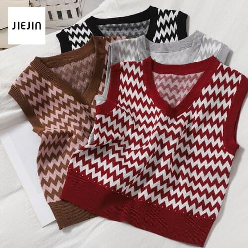 Women Vest Knitted Sweater 2020 Oversized Pullover Vintage Sleeveless V-Neck Korean Female Waistcoat Sweater Tops