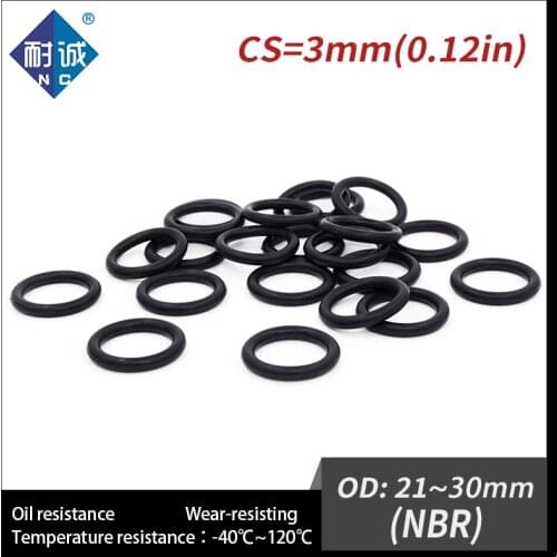 10PCS/lot Rubber Black NBR CS3mm OD21/22/23/24/25/26/27/28/29/30mm O Ring Gasket Oil resistant waterproof
