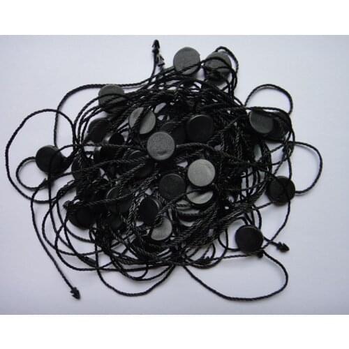 100pcs black / white Double plug Hang Tag Nylon String FLAT HEAD Plastic Snap Lock Pin Loop Fastener