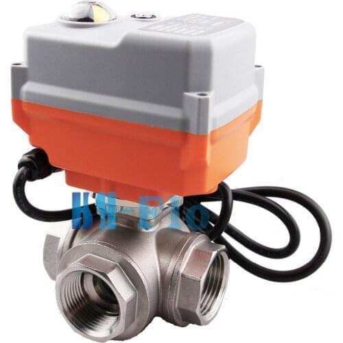 3/4" 12VDC 3 Way SS304 Motorized Ball Valve, Position Feedback Electrical Valve