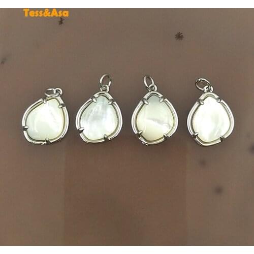 3pcs Natural Pear Shape Pendant Shell Silver Plated Polished Shell Jewelry Handmade Simple Classical Jewelry For Necklace Making