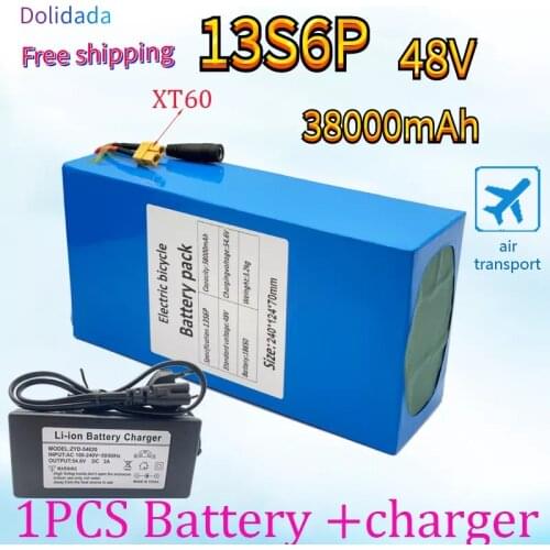 48V 38ah 13s6p Lithium Battery Pack 48v 38000mAh 2000W electric bicycle batteries Built in 50A BMS+54.6V Charger