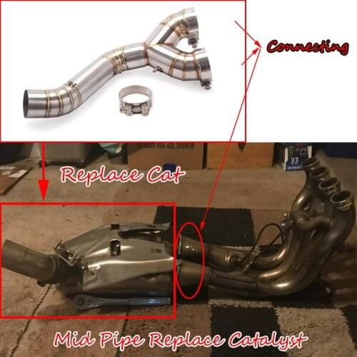 60 mm Mid Pipe for BMW 2010-2014 S1000RR 2010-2016 S1000R Motorcycle Stainless Steel Titanium Alloy Exhaust Pipe Delete Catalyst