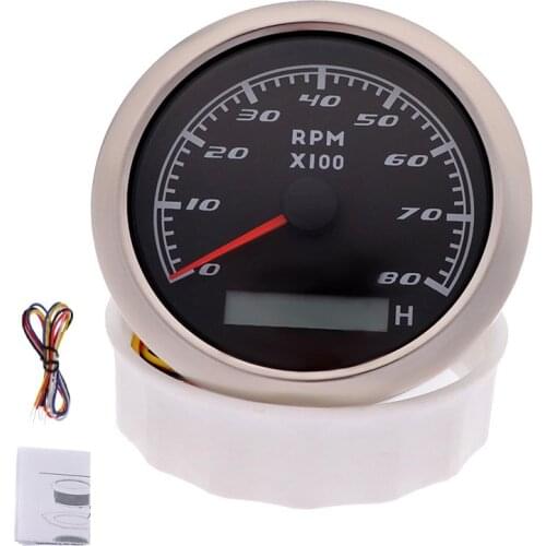 85mm Waterproof Tachometer Gauge 3000/6000/7000/8000 RPM Car Boat Tacho Meter With Engine Hours fit for 9~32V