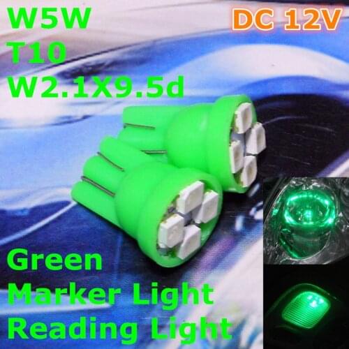 12V LED Green Color Car Bulb Lamp T10(4*1210 SMD Lamp)W5W W2.1X9.5d for Front Top Reading Signal Parking Light