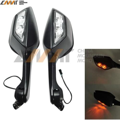 Black Rear View Mirrors w_ Turn Signals case for Kawasaki Ninja ZX10R ZX-10R 2011-2015 12 13 14