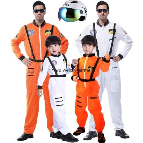 Baby Kids Adult Astronaut Costume Space Suit Pilots Jumpsuit Party Purim Carnival Cosplay Outfit Helmet For Men Boy