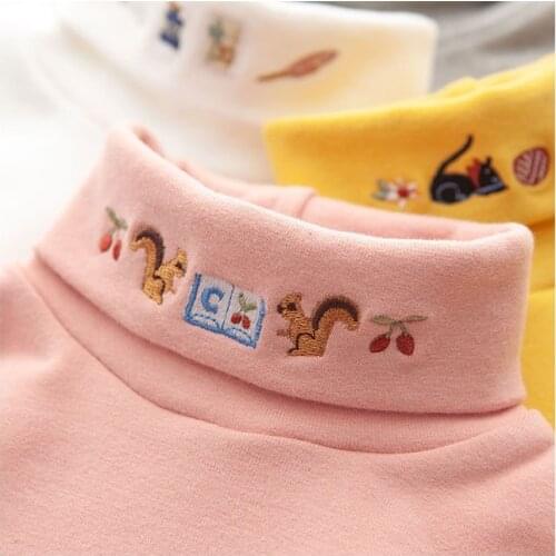 Girls T Shirt 2020 Autumn and Winter Baby Clothes New Bottoming T Shirt Cotton Childrens Turtleneck Long Sleeve Thickened Tees